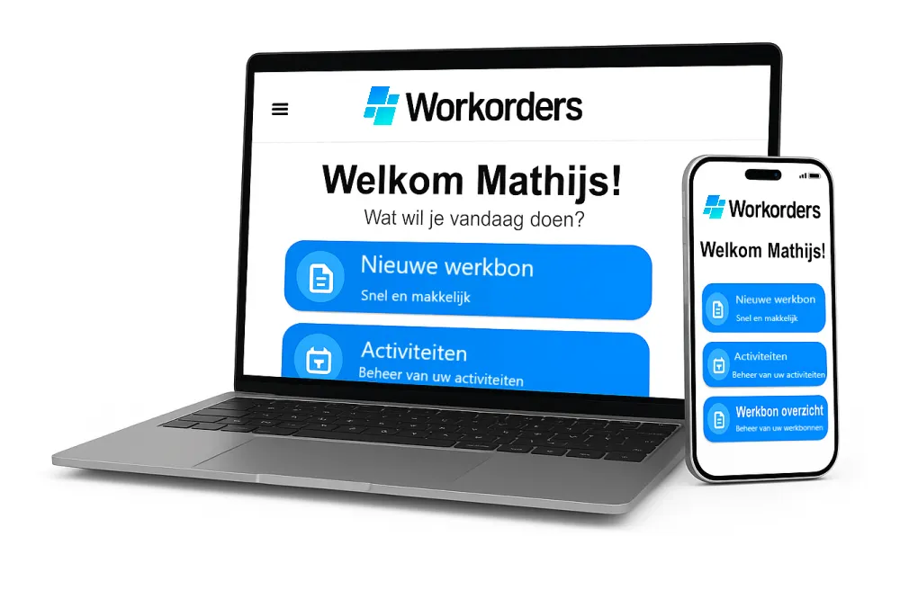 Voorbeeld van workorders werkbonnen app